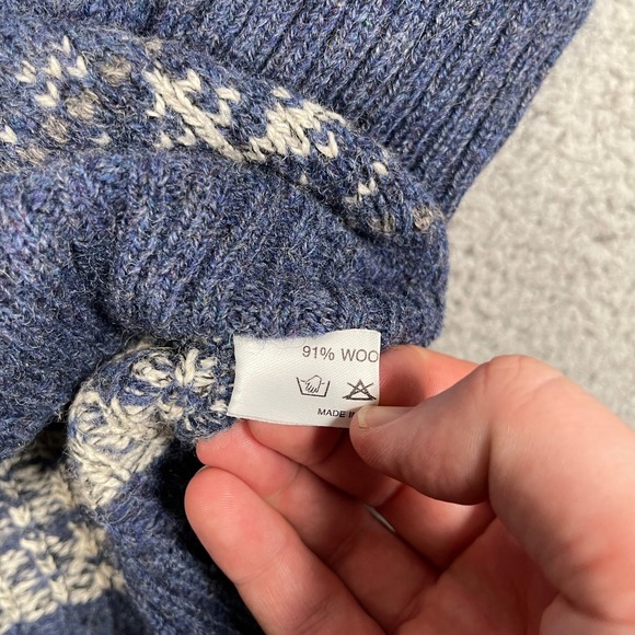 Antartex Sweater Mens XL Blue Aran Fishermans Wool Silk Blend Made in Scotland - Picture 4 of 8